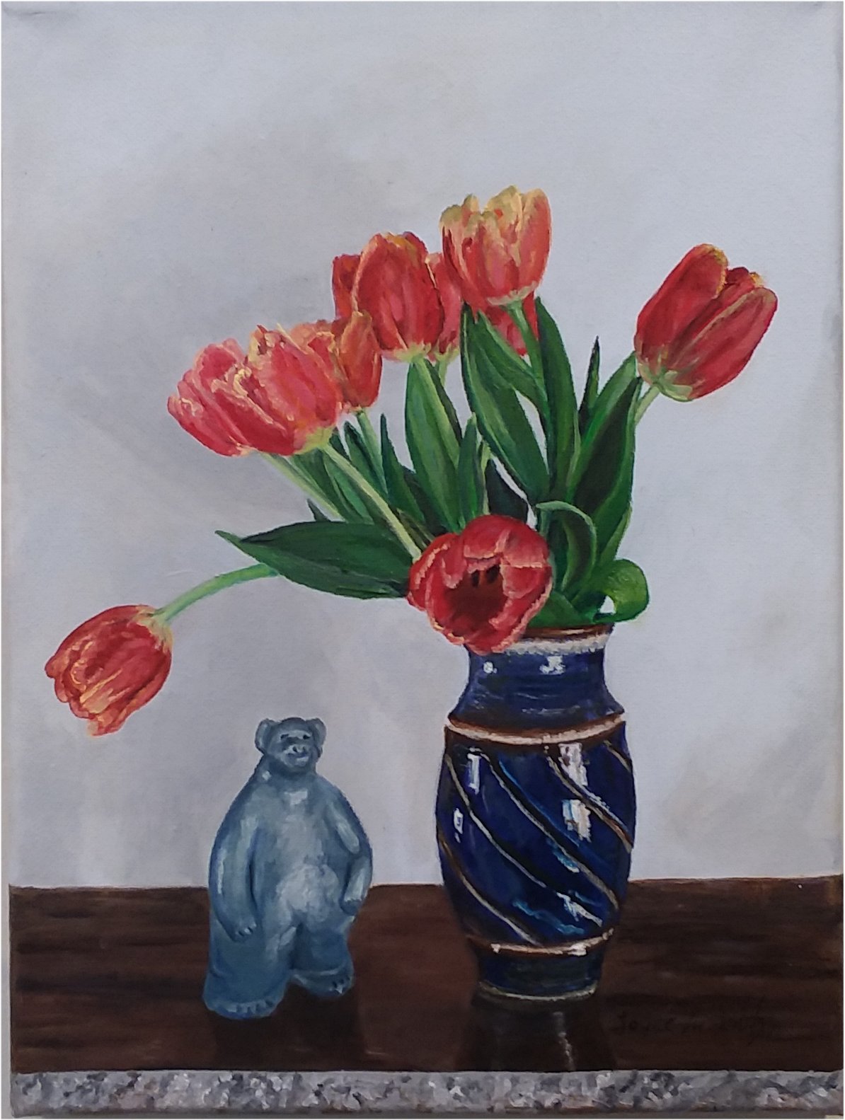 Painting: Tulips with Bear